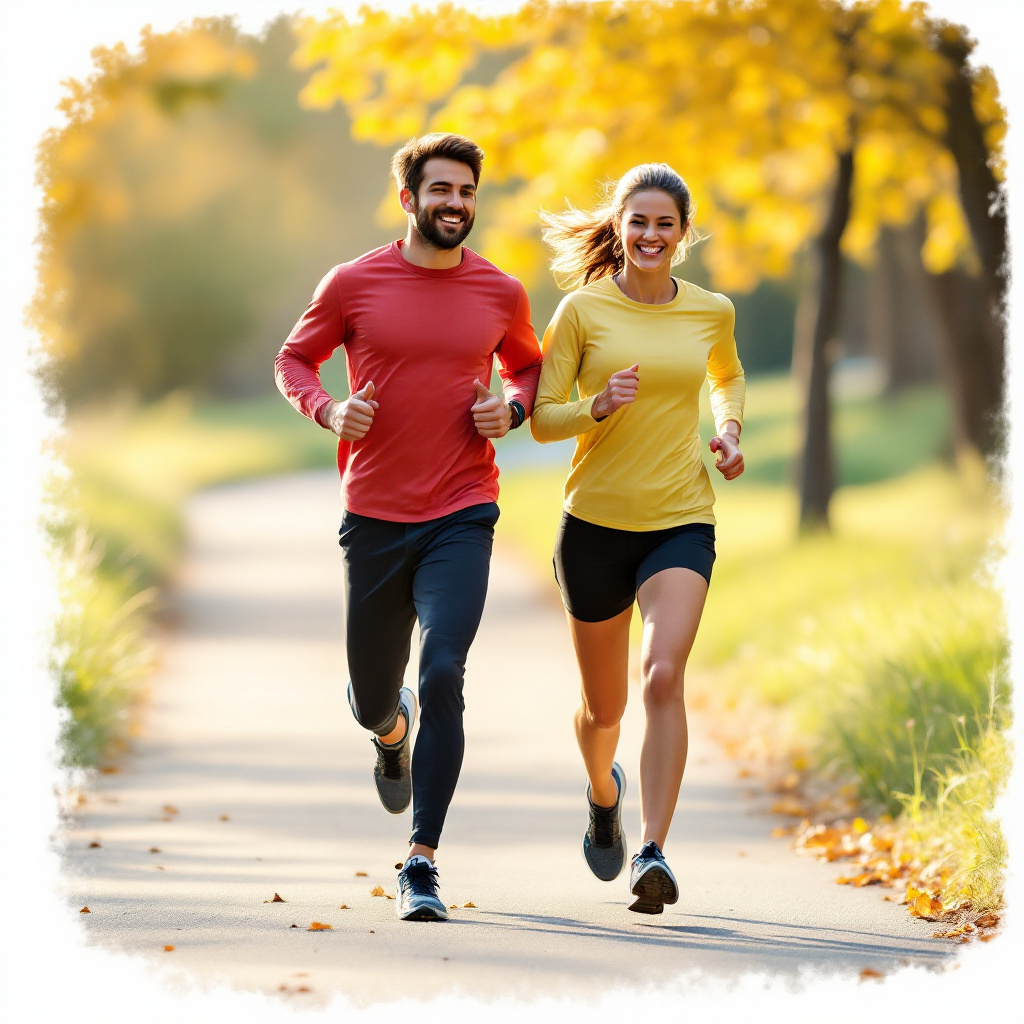 Couple Jogging Outdoors Fitness
