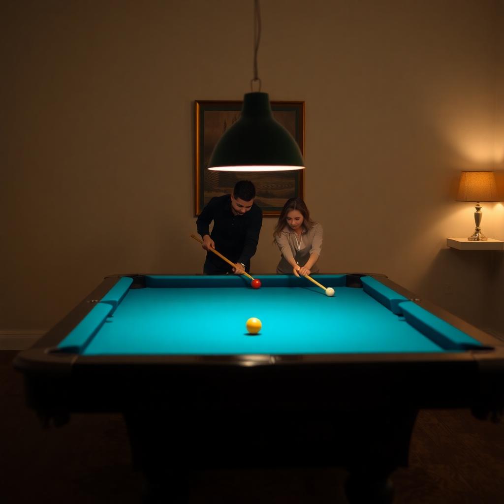 Couple Playing Pool Game